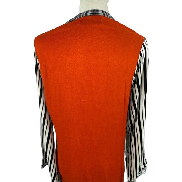 Luxurious! SANA SAFINAZ Kaftan in Orange & Black Viscose Size Medium - Picture 6 of 11
